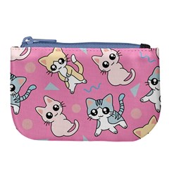 Cute Animal Little Cat Seamless Pattern Large Coin Purse by Grandong