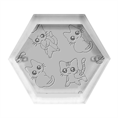 Cute Animal Little Cat Seamless Pattern Hexagon Wood Jewelry Box by Grandong