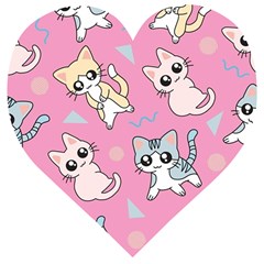 Cute Animal Little Cat Seamless Pattern Wooden Puzzle Heart by Grandong