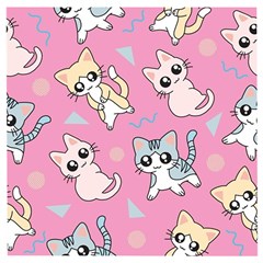 Cute Animal Little Cat Seamless Pattern Wooden Puzzle Square by Grandong