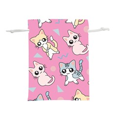 Cute Animal Little Cat Seamless Pattern Lightweight Drawstring Pouch (s) by Grandong