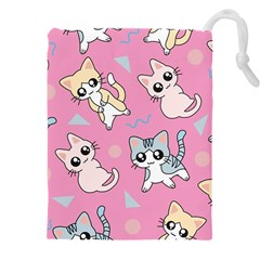 Cute Animal Little Cat Seamless Pattern Drawstring Pouch (4xl) by Grandong