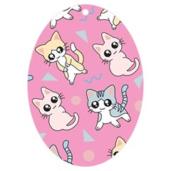 Cute Animal Little Cat Seamless Pattern Uv Print Acrylic Ornament Oval