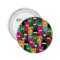 Cat Funny Colorful Pattern 2.25  Buttons