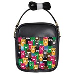 Cat Funny Colorful Pattern Girls Sling Bag Front