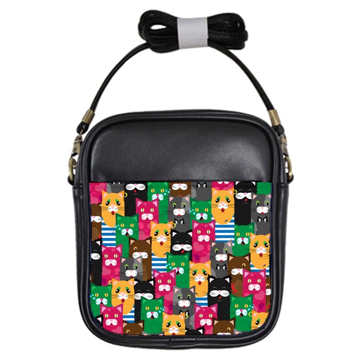 Cat Funny Colorful Pattern Girls Sling Bag