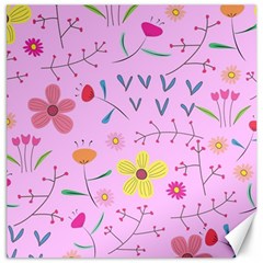 Pink Flowers Pattern Canvas 16  X 16  by Grandong