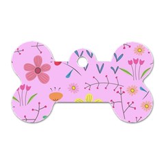 Pink Flowers Pattern Dog Tag Bone (one Side) by Grandong