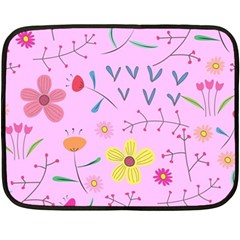 Pink Flowers Pattern Two Sides Fleece Blanket (mini) by Grandong