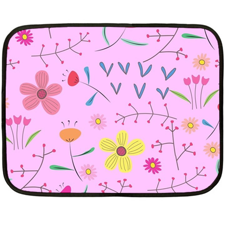 Pink Flowers Pattern Two Sides Fleece Blanket (Mini)