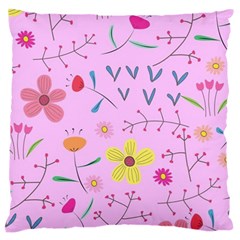 Pink Flowers Pattern Large Cushion Case (one Side) by Grandong