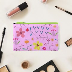 Pink Flowers Pattern Cosmetic Bag (xs) by Grandong