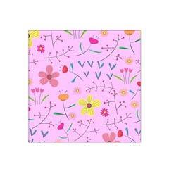 Pink Flowers Pattern Satin Bandana Scarf 22  X 22  by Grandong