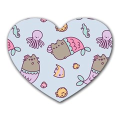 Pusheen Cat Cute Heart Mousepad by Grandong