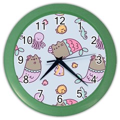 Pusheen Cat Cute Color Wall Clock by Grandong