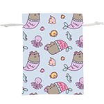 Pusheen Cat Cute Lightweight Drawstring Pouch (XL) Back