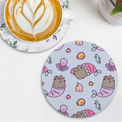 Pusheen Cat Cute Uv Print Round Tile Coaster by Grandong