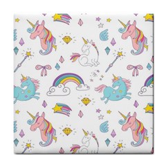 Unicorn Diamond Rainbow Shooting Star Tile Coaster by Grandong