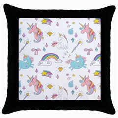 Unicorn Diamond Rainbow Shooting Star Throw Pillow Case (black) by Grandong