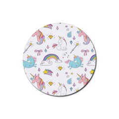 Unicorn Diamond Rainbow Shooting Star Rubber Coaster (round) by Grandong