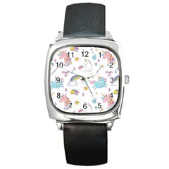 Unicorn Diamond Rainbow Shooting Star Square Metal Watch by Grandong