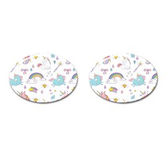 Unicorn Diamond Rainbow Shooting Star Cufflinks (oval) by Grandong