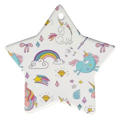 Unicorn Diamond Rainbow Shooting Star Star Ornament (two Sides) by Grandong