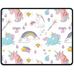 Unicorn Diamond Rainbow Shooting Star Two Sides Fleece Blanket (medium) by Grandong