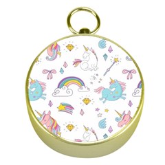 Unicorn Diamond Rainbow Shooting Star Gold Compasses by Grandong