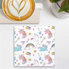 Unicorn Diamond Rainbow Shooting Star Uv Print Square Tile Coaster  by Grandong