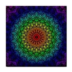 Rainbow Mandala Abstract Pastel Pattern Tile Coaster by Grandong