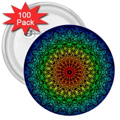 Rainbow Mandala Abstract Pastel Pattern 3  Buttons (100 Pack)  by Grandong