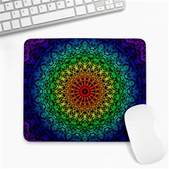 Rainbow Mandala Abstract Pastel Pattern Large Mousepad by Grandong