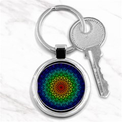 Rainbow Mandala Abstract Pastel Pattern Key Chain (round) by Grandong