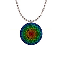 Rainbow Mandala Abstract Pastel Pattern 1  Button Necklace by Grandong