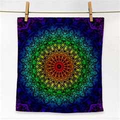 Rainbow Mandala Abstract Pastel Pattern Face Towel by Grandong