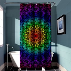 Rainbow Mandala Abstract Pastel Pattern Shower Curtain 36  X 72  (stall)  by Grandong