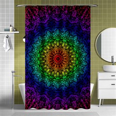 Rainbow Mandala Abstract Pastel Pattern Shower Curtain 48  X 72  (small)  by Grandong