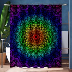 Rainbow Mandala Abstract Pastel Pattern Shower Curtain 60  X 72  (medium)  by Grandong