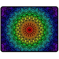 Rainbow Mandala Abstract Pastel Pattern Two Sides Fleece Blanket (medium) by Grandong