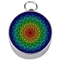 Rainbow Mandala Abstract Pastel Pattern Silver Compasses by Grandong