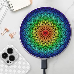 Rainbow Mandala Abstract Pastel Pattern Wireless Fast Charger(white) by Grandong