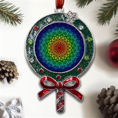 Rainbow Mandala Abstract Pastel Pattern Metal X mas Lollipop With Crystal Ornament by Grandong