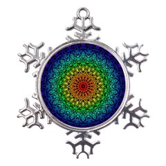 Rainbow Mandala Abstract Pastel Pattern Metal Large Snowflake Ornament by Grandong