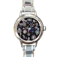 Shiny Winter Snowflake Round Italian Charm Watch by Grandong