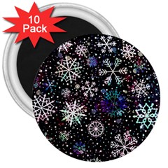 Shiny Winter Snowflake 3  Magnets (10 Pack)  by Grandong