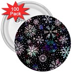 Shiny Winter Snowflake 3  Buttons (100 pack)  Front