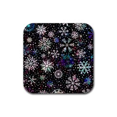 Shiny Winter Snowflake Rubber Coaster (square) by Grandong