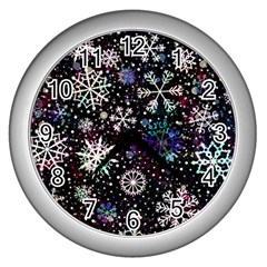 Shiny Winter Snowflake Wall Clock (silver) by Grandong