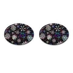 Shiny Winter Snowflake Cufflinks (oval) by Grandong